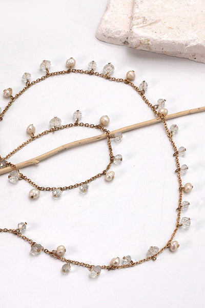 LONG FLOATING PEARL MIX NECKLACE | 25N403