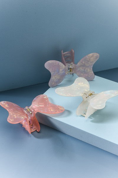 LARGE BUTTERFLY PVC HAIR CLAW CLIPS | 40H432