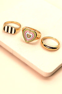 TRIO HEART STRIPE EPOXY RING SET 13R22043