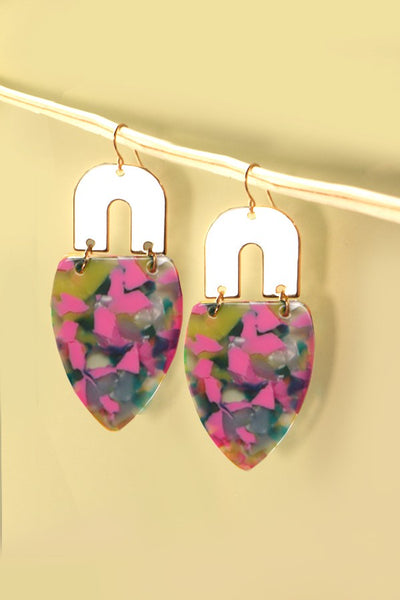 MULTI COLOR  ACRYLIC U DROP EARRINGS | 31E22241