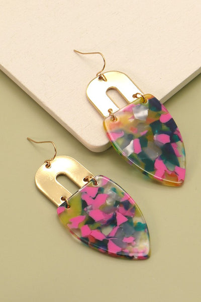 MULTI COLOR  ACRYLIC U DROP EARRINGS | 31E22241