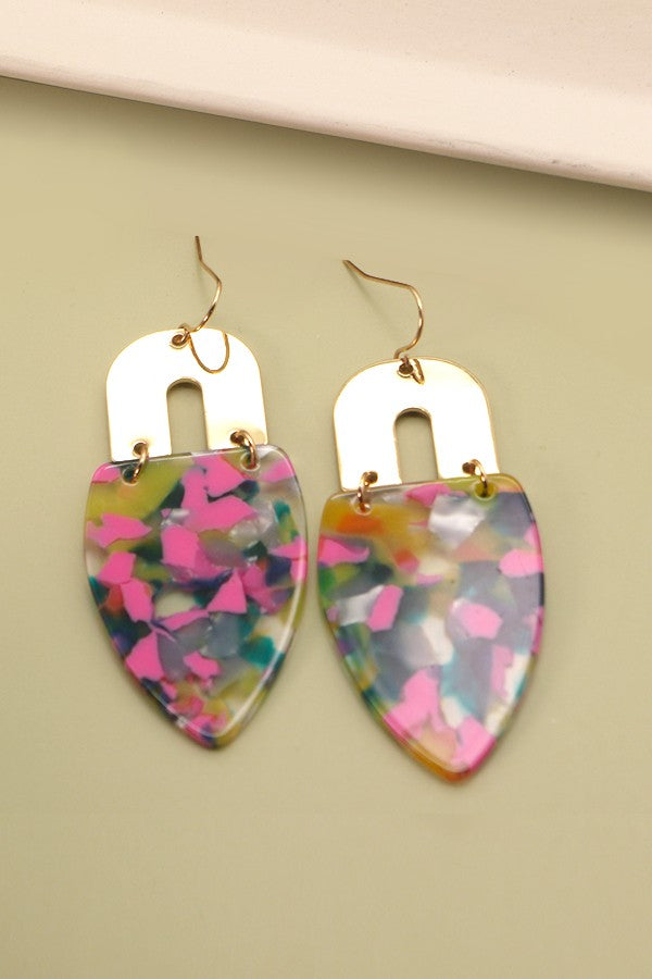 MULTI COLOR  ACRYLIC U DROP EARRINGS | 31E22241