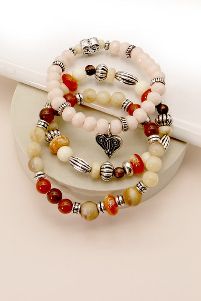 NATURAL BEADED STRETCH BRACELET SET | 71B22264