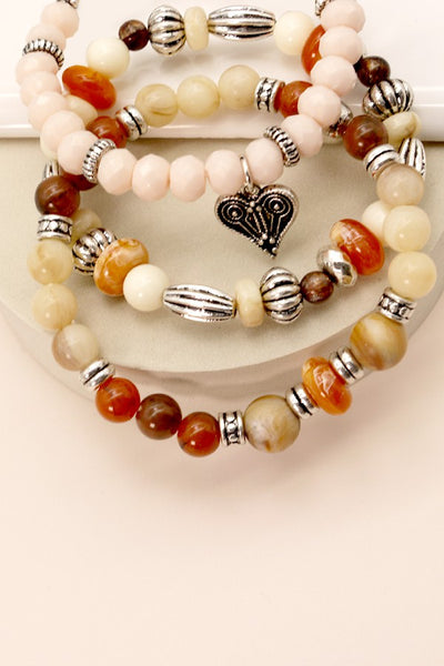 NATURAL BEADED STRETCH BRACELET SET | 71B22264