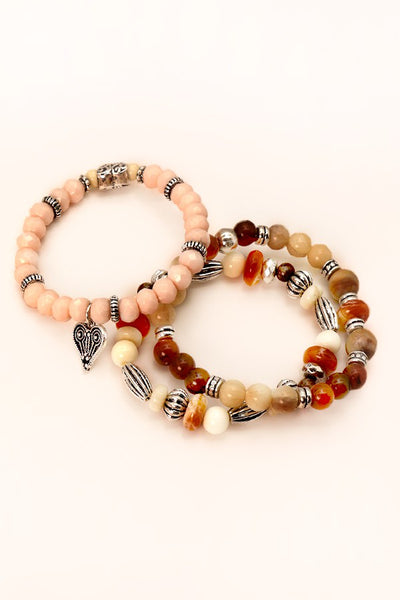 NATURAL BEADED STRETCH BRACELET SET | 71B22264