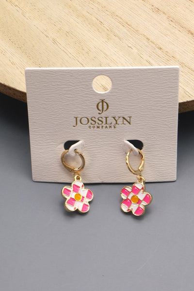 FUN FLOWER CHECKER EARRINGS | 40E224