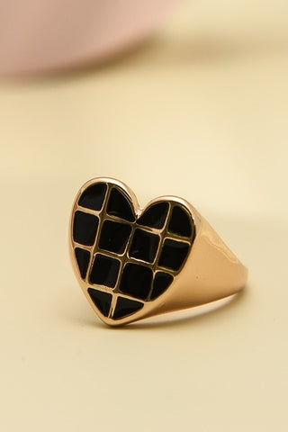 CHECKERBOARD HEART RING | 31R22005