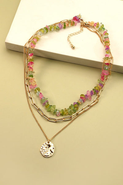 NATURAL STONE LAYER NECKLACE | 25N370