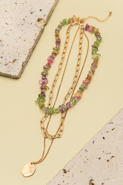 NATURAL STONE LAYER NECKLACE | 25N370