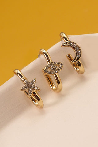 MINI STAR MOON EYE HOOP TRIO SET EARRINGS | 71E21561