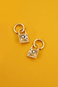 SQUARE CZ DROP MINI HOOP EARRINGS | 71E0556