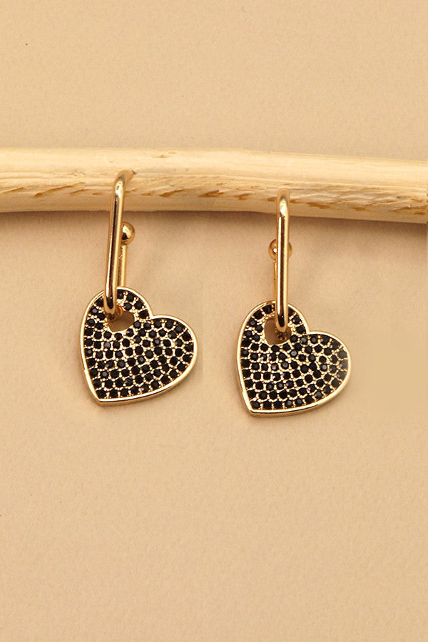 RHINESTONE HEART DROP EARRINGS | 71E22929