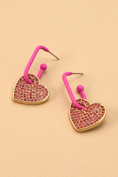 RHINESTONE HEART DROP EARRINGS | 71E22929