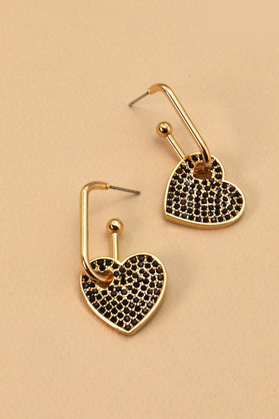 RHINESTONE HEART DROP EARRINGS | 71E22929