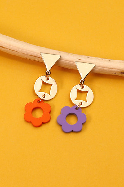 GEO FLOWER MATTE DROP EARRINGS | 31E22345