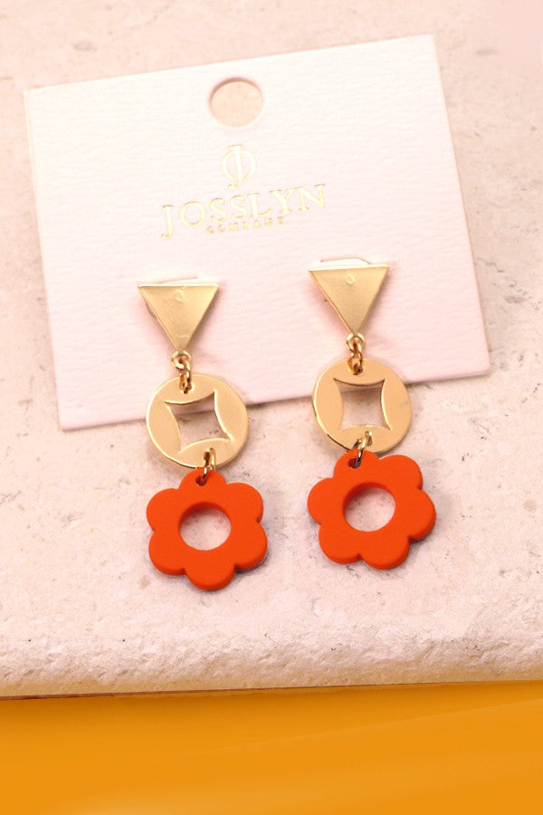 GEO FLOWER MATTE DROP EARRINGS | 31E22345