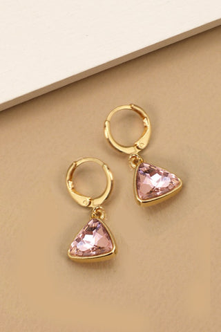 TRIANGLE CZ DROP MINI HOOP EARRINGS | 71E0514