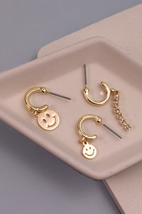 SMILEY RHINSTONE HOOP TRIO EARRINGS | 71E214304