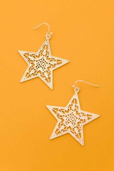 MATTE FILIGREE STAR EARRINGS | 31SE22019