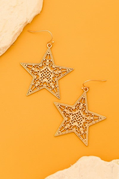 MATTE FILIGREE STAR EARRINGS | 31SE22019