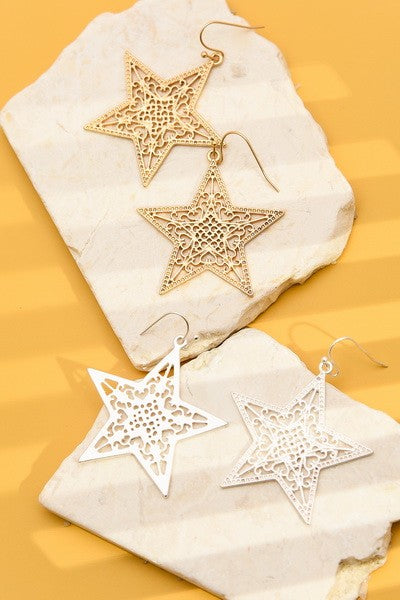 MATTE FILIGREE STAR EARRINGS | 31SE22019