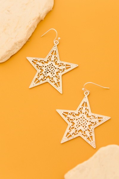 MATTE FILIGREE STAR EARRINGS | 31SE22019