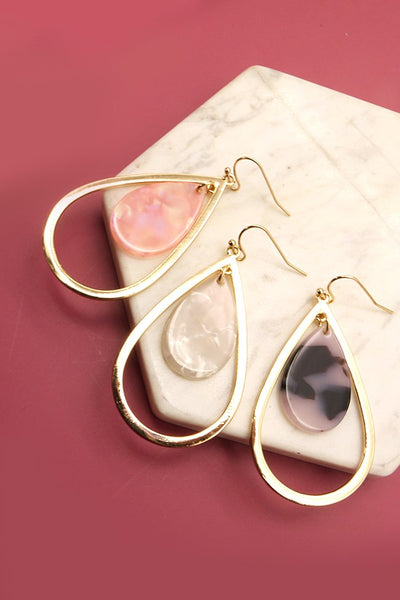 MARBLE DOUBLE TEARDROP EARRINGS | 31E22376