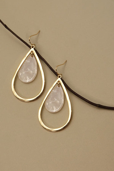 MARBLE DOUBLE TEARDROP EARRINGS | 31E22376