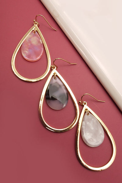 MARBLE DOUBLE TEARDROP EARRINGS | 31E22376