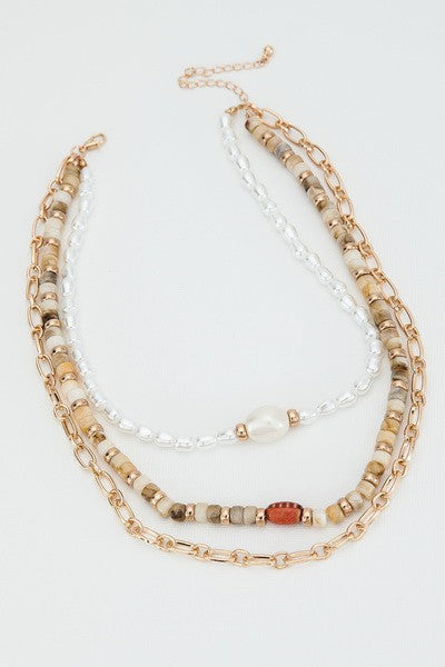 STUNNING MULTI LAYER BEAD PEARL NECKLACE | 31N22241