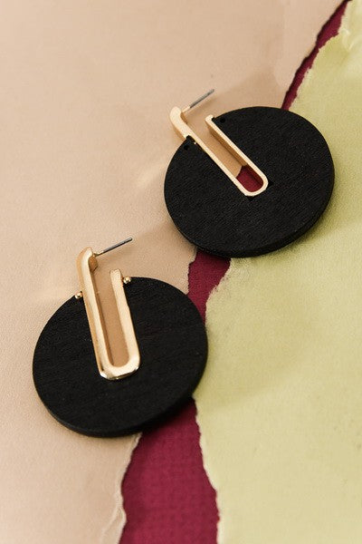 STUNNING GOLD WOOD CIRCLE EARRINGS | 52E2081125