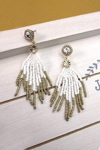 SEEDBEAD FRINGE RHINESTONE POST EARRINGS | 52E2081925