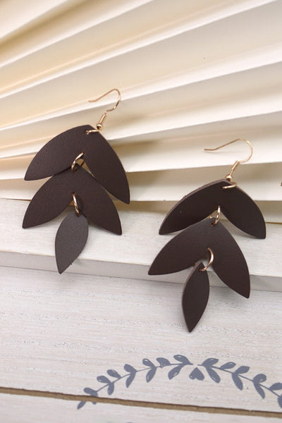 HANDMADE GENUINE LEATHER LEAF EARRINGS | 40E261