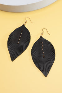 HANDMADE GENUINE LEATHER LEAF EARRINGS | 40E262