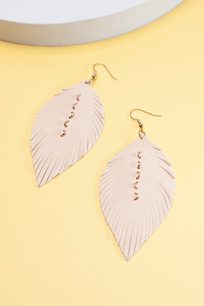 HANDMADE GENUINE LEATHER LEAF EARRINGS | 40E262