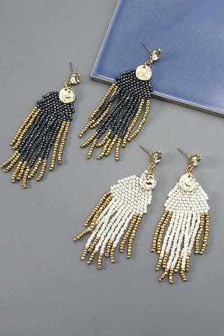 SEEDBEAD FRINGE COIN POST EARRINGS  | 52E2081844