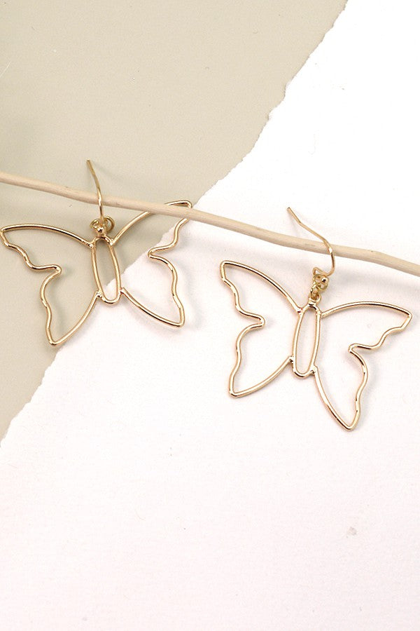 BUTTERFLY BRASS WIRE DROP EARRINGS | 10E2111029