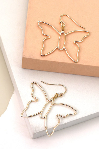 BUTTERFLY BRASS WIRE DROP EARRINGS | 10E2111029