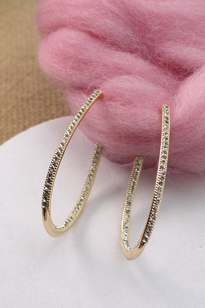 RHINESTONE OVAL HOOP EARRINGS | 31E23264