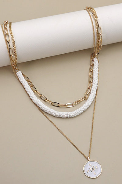 TRIPLE LAYER COMPASS HEISI BEAD NECKLACE | 31N22416
