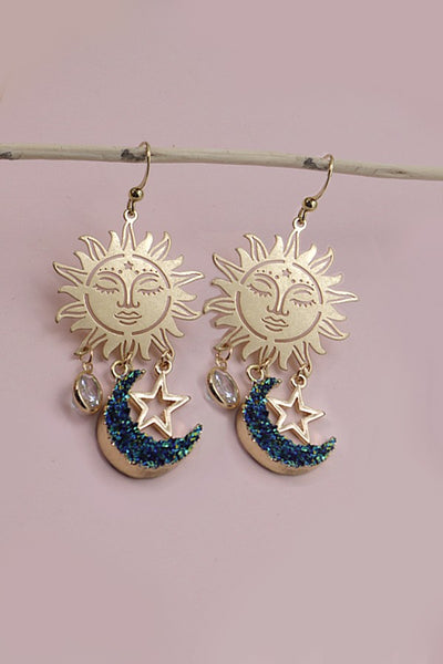 SUN MOON STAR  CZ DROP EARRINGS | 80E070