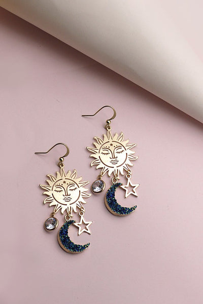 SUN MOON STAR  CZ DROP EARRINGS | 80E070