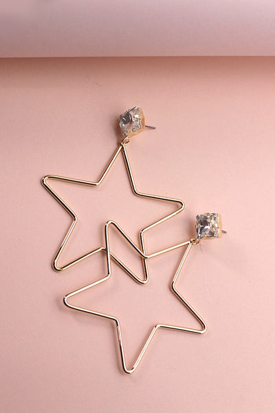 RHINESTONE STAR DROP EARRINGS | 71E2211027