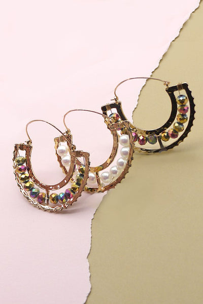 U DROP CHARM PEARL BEAD EARRINGS | 10E2120571