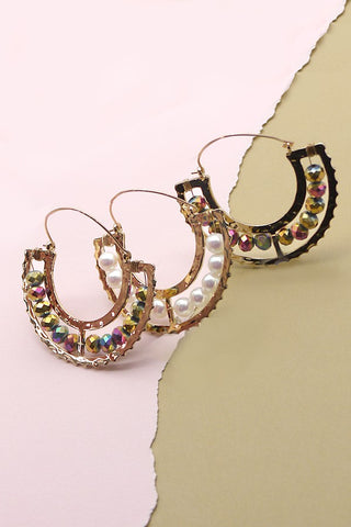 U DROP CHARM PEARL BEAD EARRINGS | 10E2120571