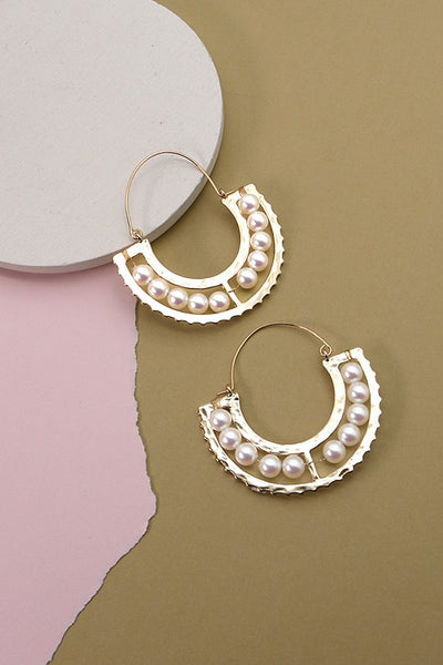 U DROP CHARM PEARL BEAD EARRINGS | 10E2120571