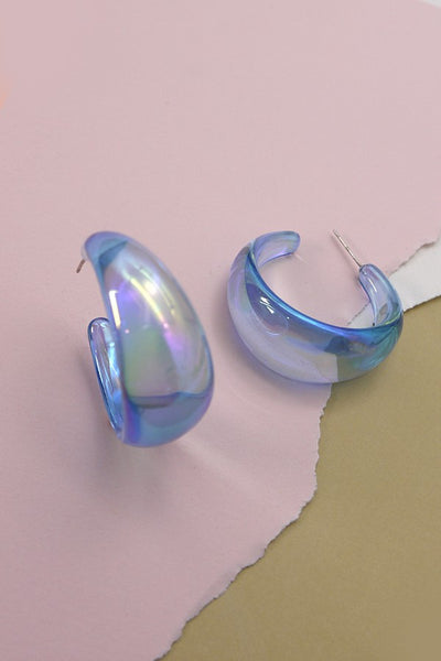 IRIDESCENT WIDE ROUND HOOP EARRINGS | 10E2120546