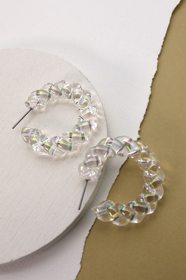 IRIDESCENT BRAIDED HOOP EARRINGS | 10E2120548