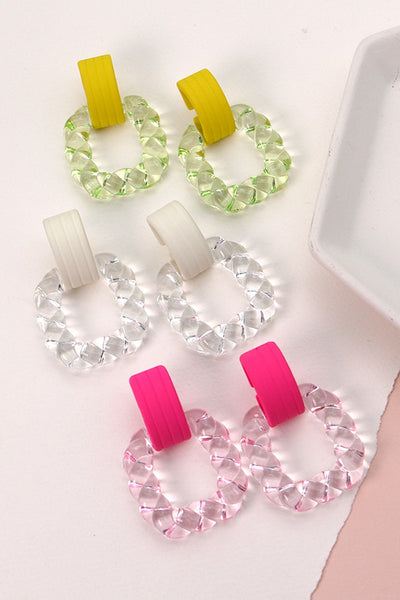 COLOR BLOCK DOOR KNOCKER DROP EARRINGS | 10E2120533