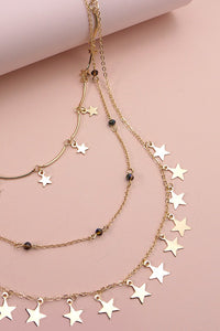 MULTI LAYER STAR CHARM BEAD NECKLACE | 10N2120515